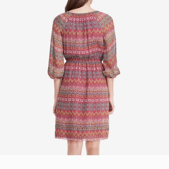 Diane von‎ Furstenberg Parry Dress Women 4 Pink Silk Geometric Floral Mini Boho - Picture 7 of 15